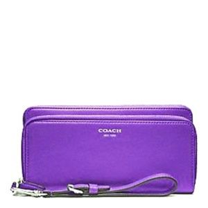 Coach Legacy leather double zip wallet wristlet